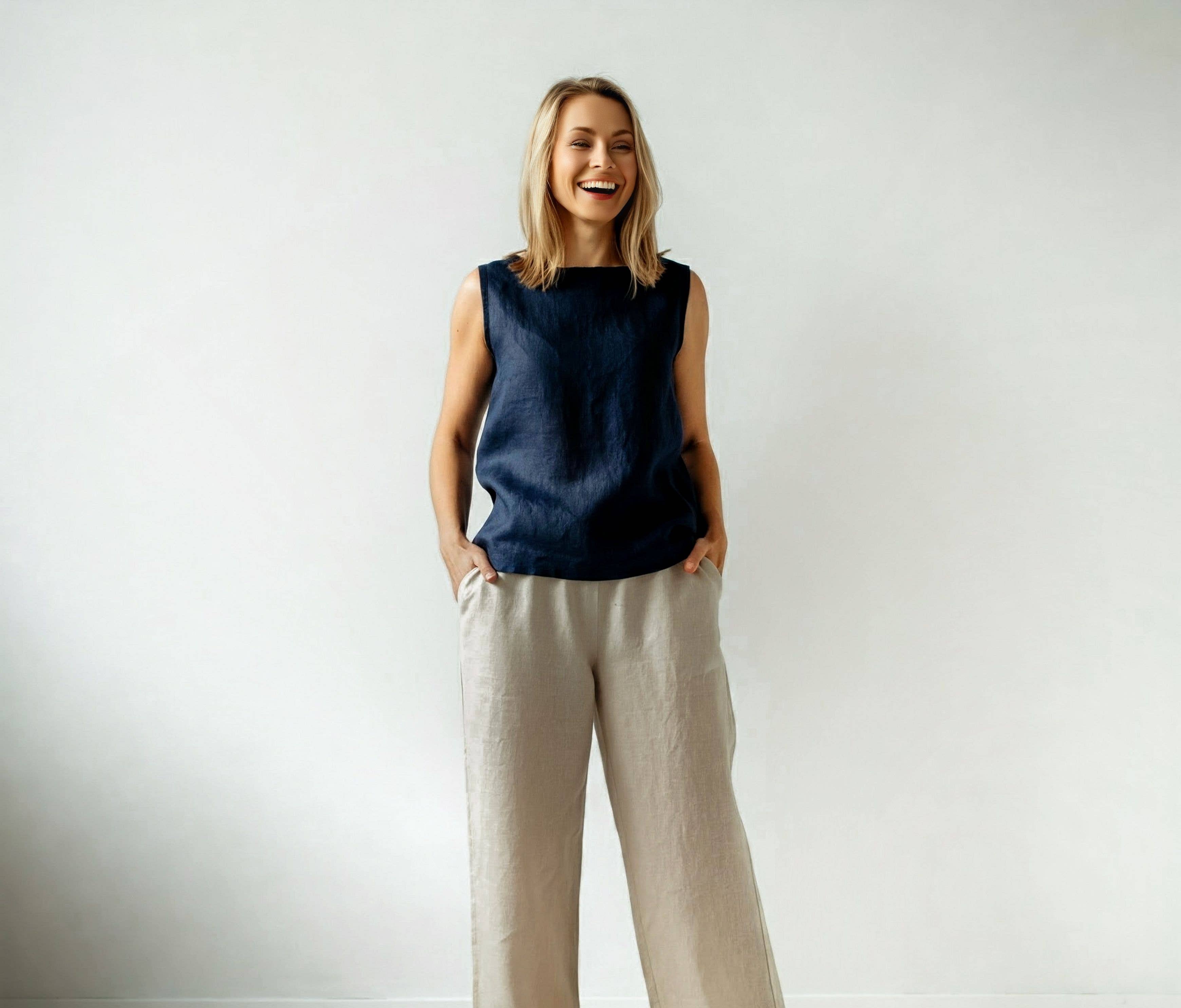 Adore By Michelle Mura Sleepwear & Bridal - Wholesale Pants – Women's - Behold Beige Linen Pants Linen & Cotton blend2