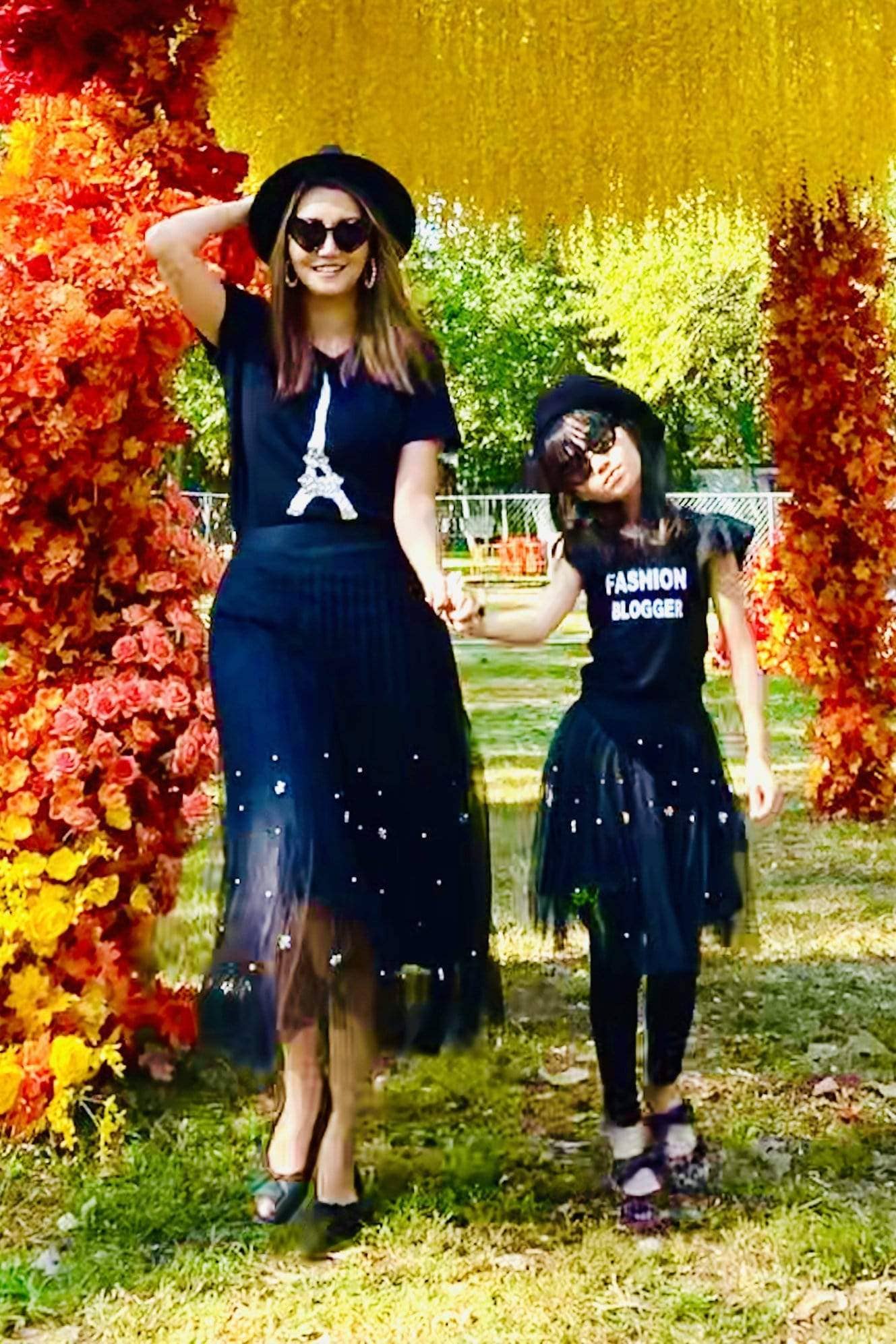 Eva Franco - Wholesale Skirt - Kids - Isla Black Tulle Pleated  Skirt with Pearls  - Girls1