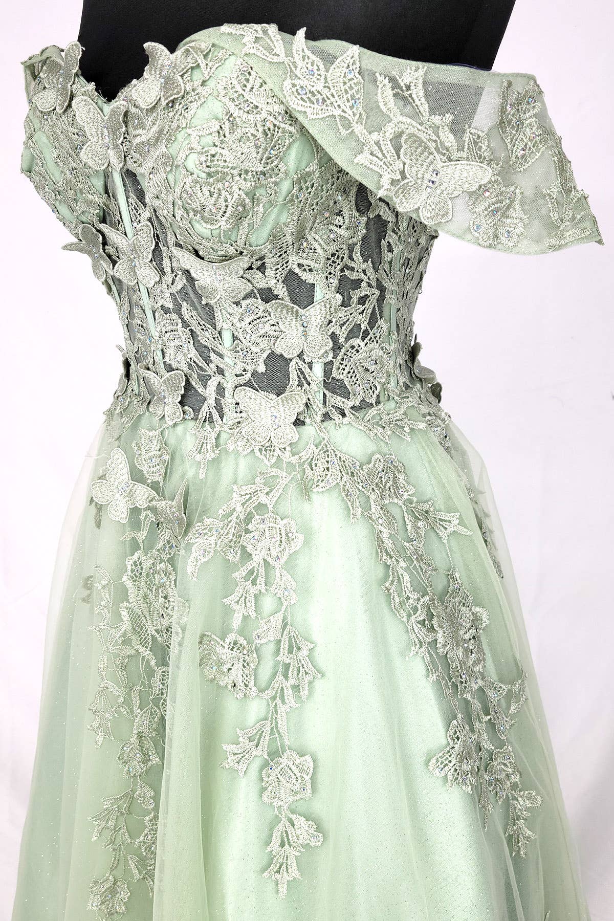 Chicas - Venta al por mayor Vestido - Mujer - Vestido con hombros descubiertos y mariposas C35015