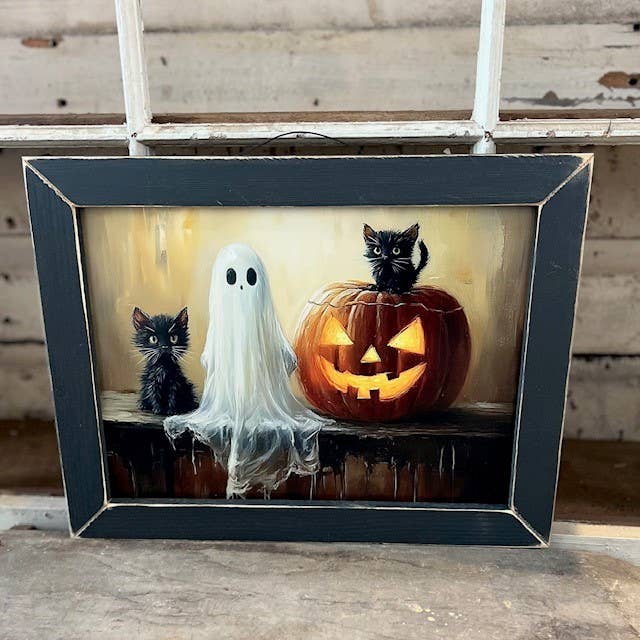JanMichaels Art & Home - Wholesale Wall Sign - HMK356L Halloween Kittens3