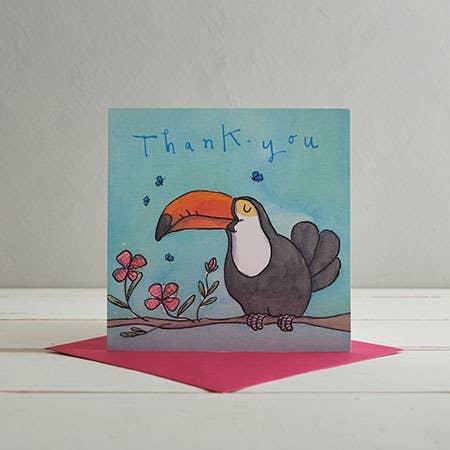 Thank You Toucan Greetings Card for wholesale by Helen Wiseman Illustration