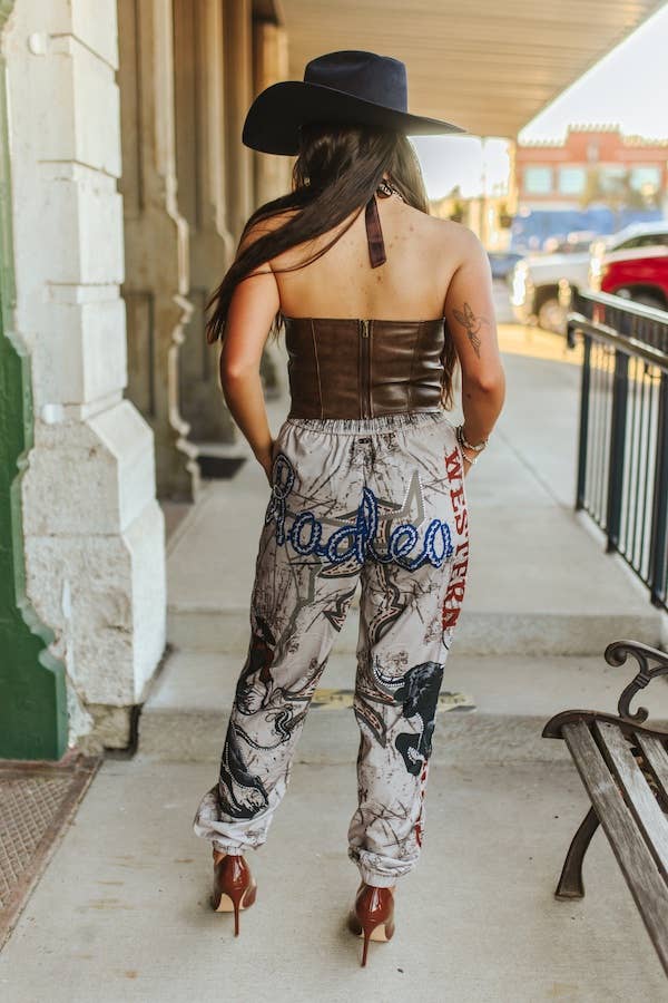 LUCKY & BLESSED - Wholesale Pants - Women's - Plus Size Vintage Rodeo Printed Elastic Waist Jogger Pants1