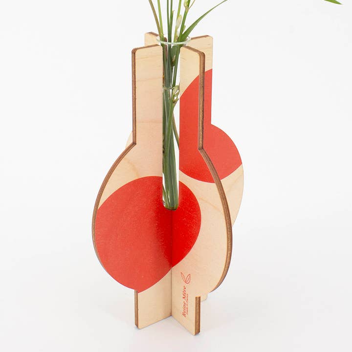 Granada houten vaas en glazen reageerbuis (gemaakt in Frankrijk) voor wholesale door Reine Mère