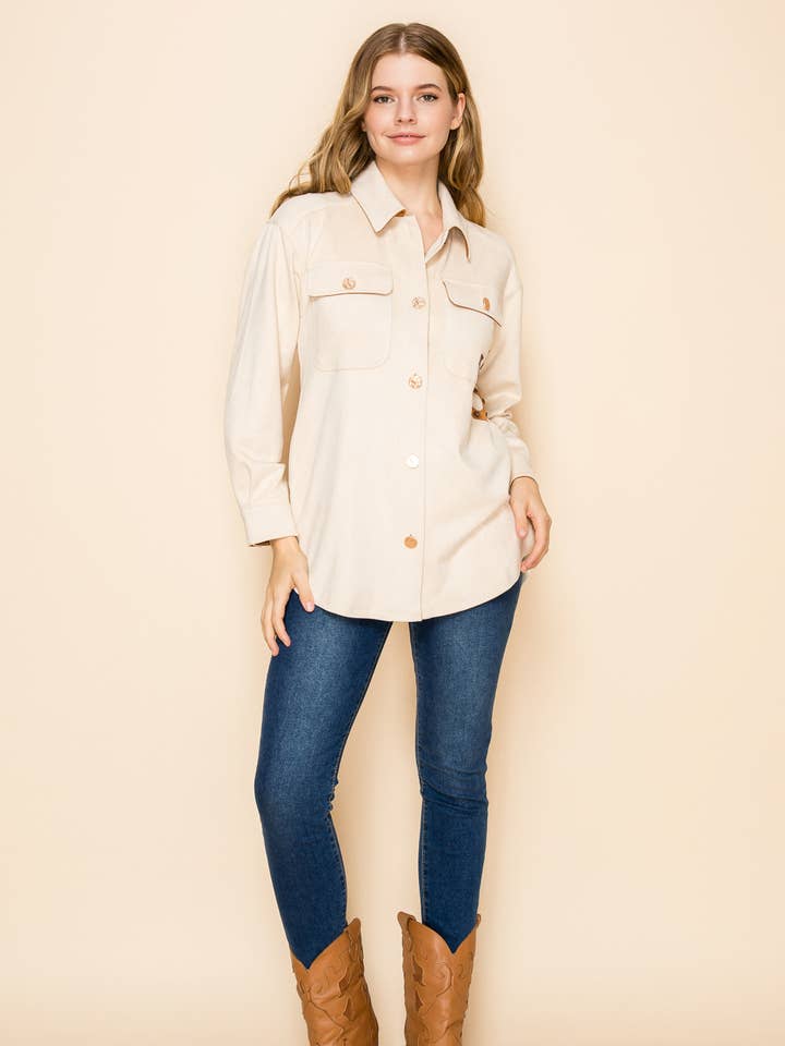 W.A.Y SUEDE BUTTON DOWN PATHWORK SHIRT -HORSE for wholesale by W.A.Y. --Wonderful And Young