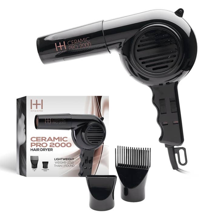 Hot & Hotter Ceramic Pro-2000 Dryer Black for wholesale by Annie International, Inc.