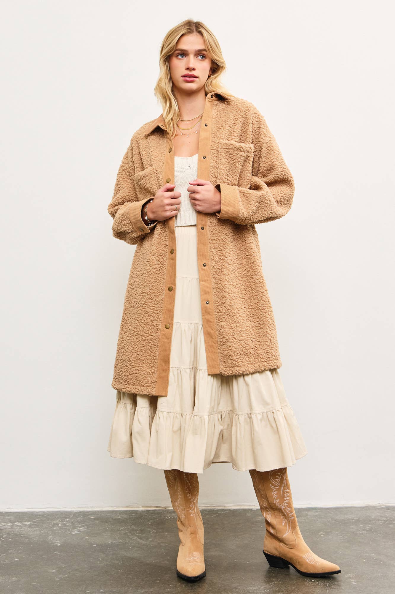 LATTE BOUCLE TEXTURED JACKET for wholesale on Faire1