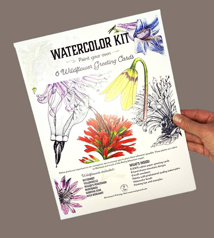 Madrona Press - Wholesale DIY Craft Kit - Watercolor Greeting Card Kit - Wildflower 6 Cards4