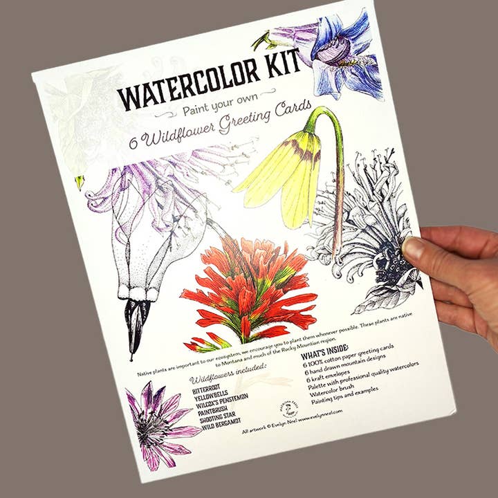 Madrona Press - Wholesale DIY Craft Kit - Watercolor Greeting Card Kit - Wildflower 6 Cards4