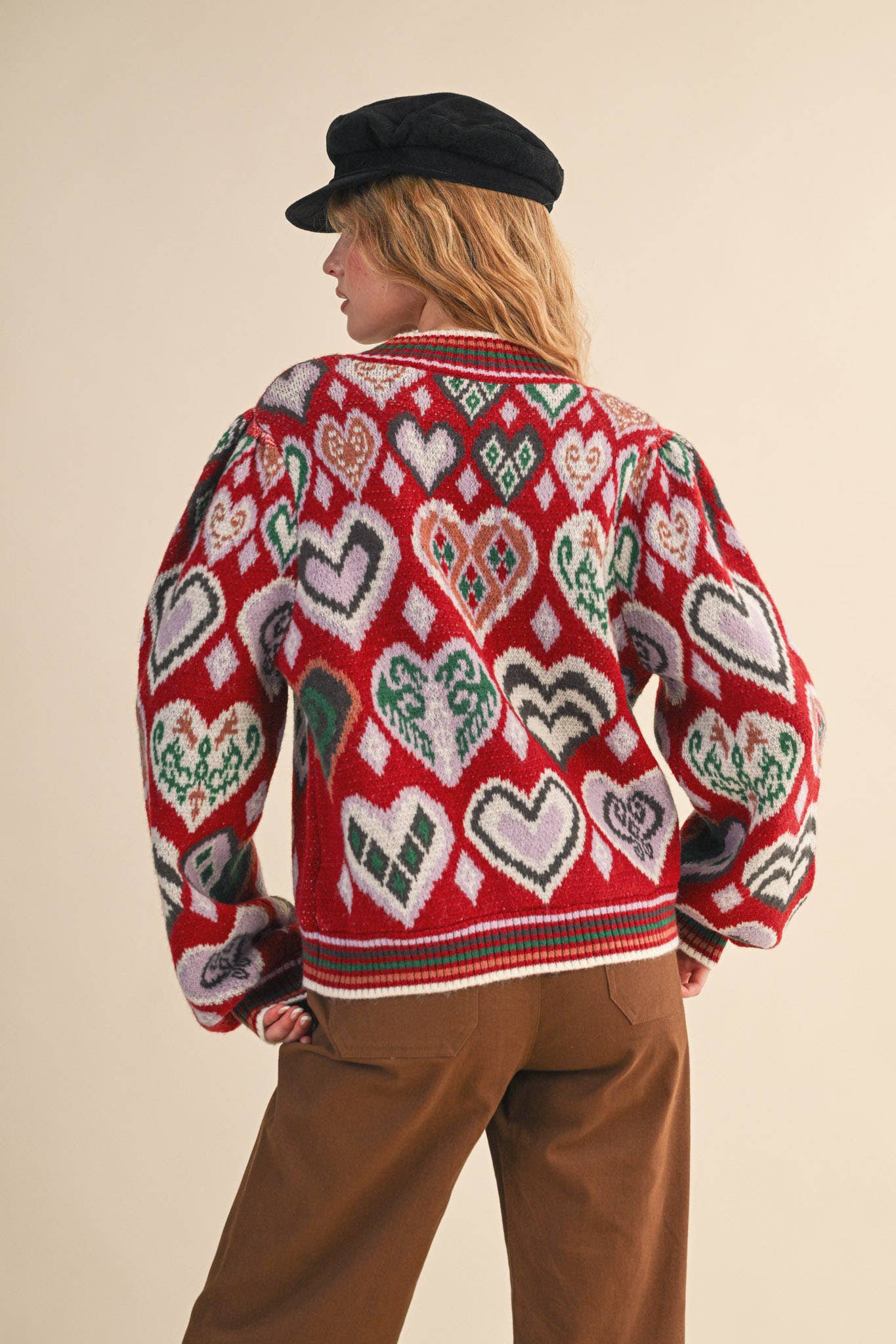 &MERCI - Wholesale Knit Sweater - Women's - HEART PATTERN PULLOVER SWEATER MSW1091348