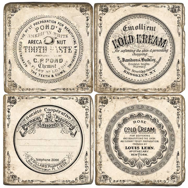 Apothecary - Tumbled Marble Coasters Set/4 for wholesale by Studio Vertu