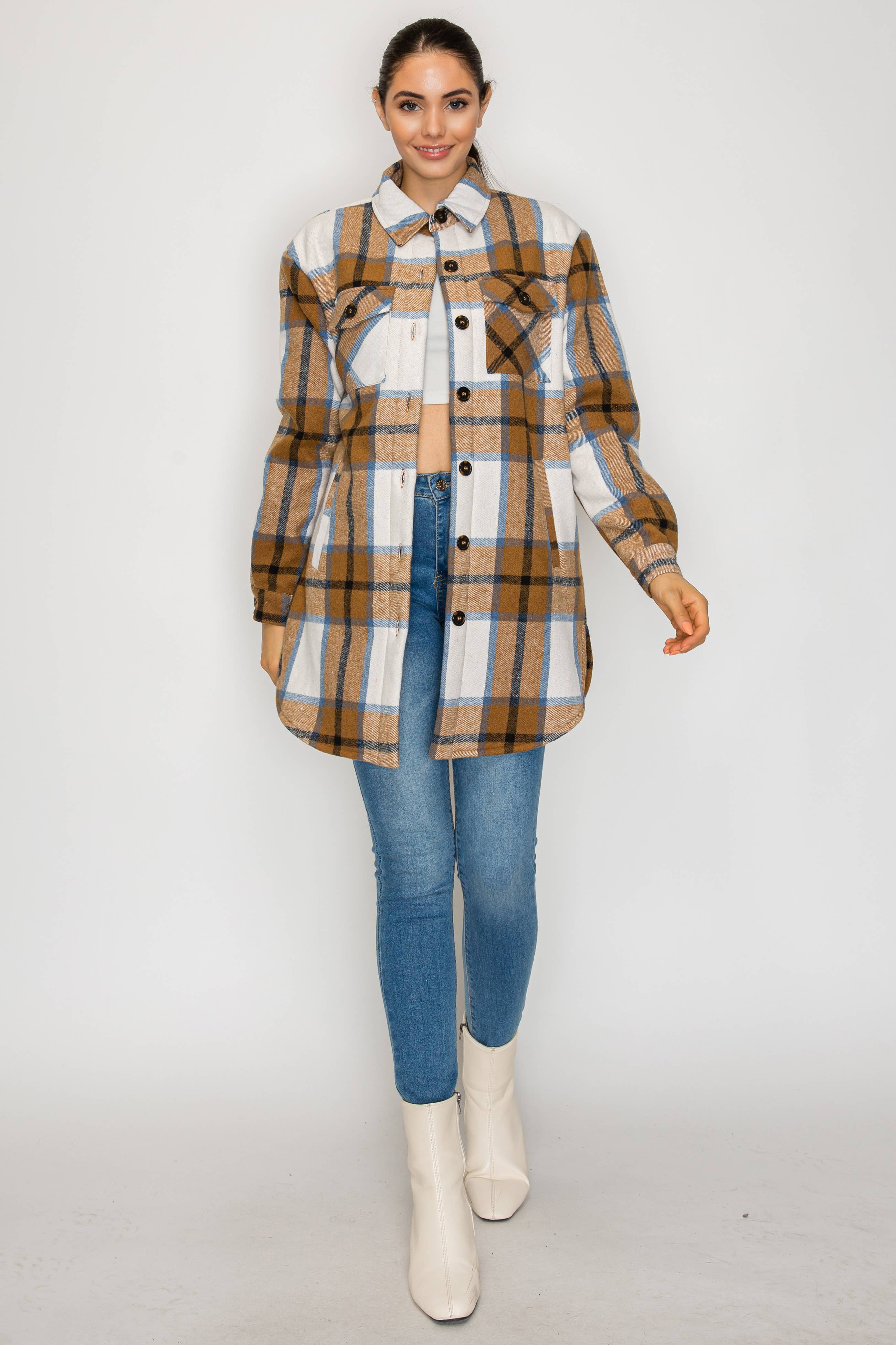 PATRONCITO USA INTERNATIONAL, INC - Wholesale Shirt Jacket/Shacket - Women's - Women Plaid Long Button Shirts Jackets (Shakets) LJ450-202560