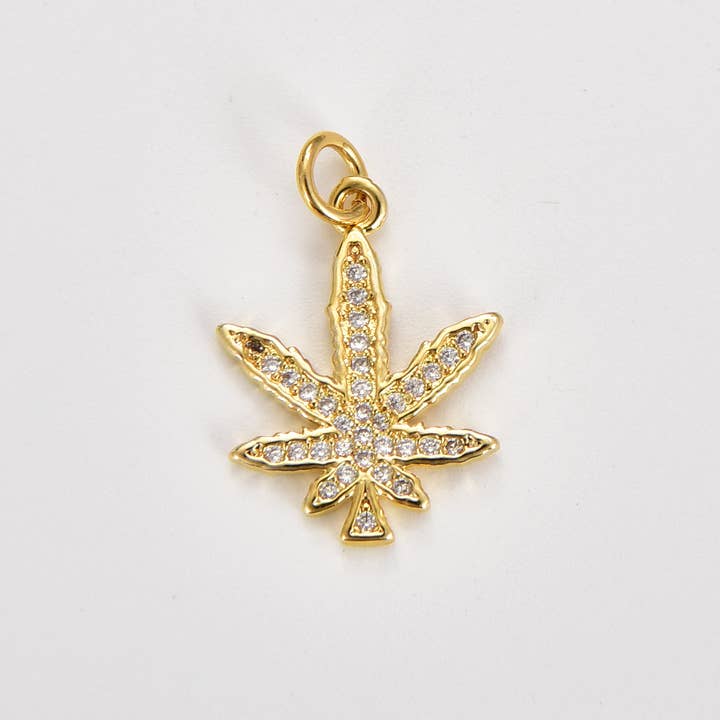 Beads Creation - Wholesale Individual Charm/Pendant - Dainty 420 Cannabis Charm, Marijuana Leaf Pendant, CP1851
