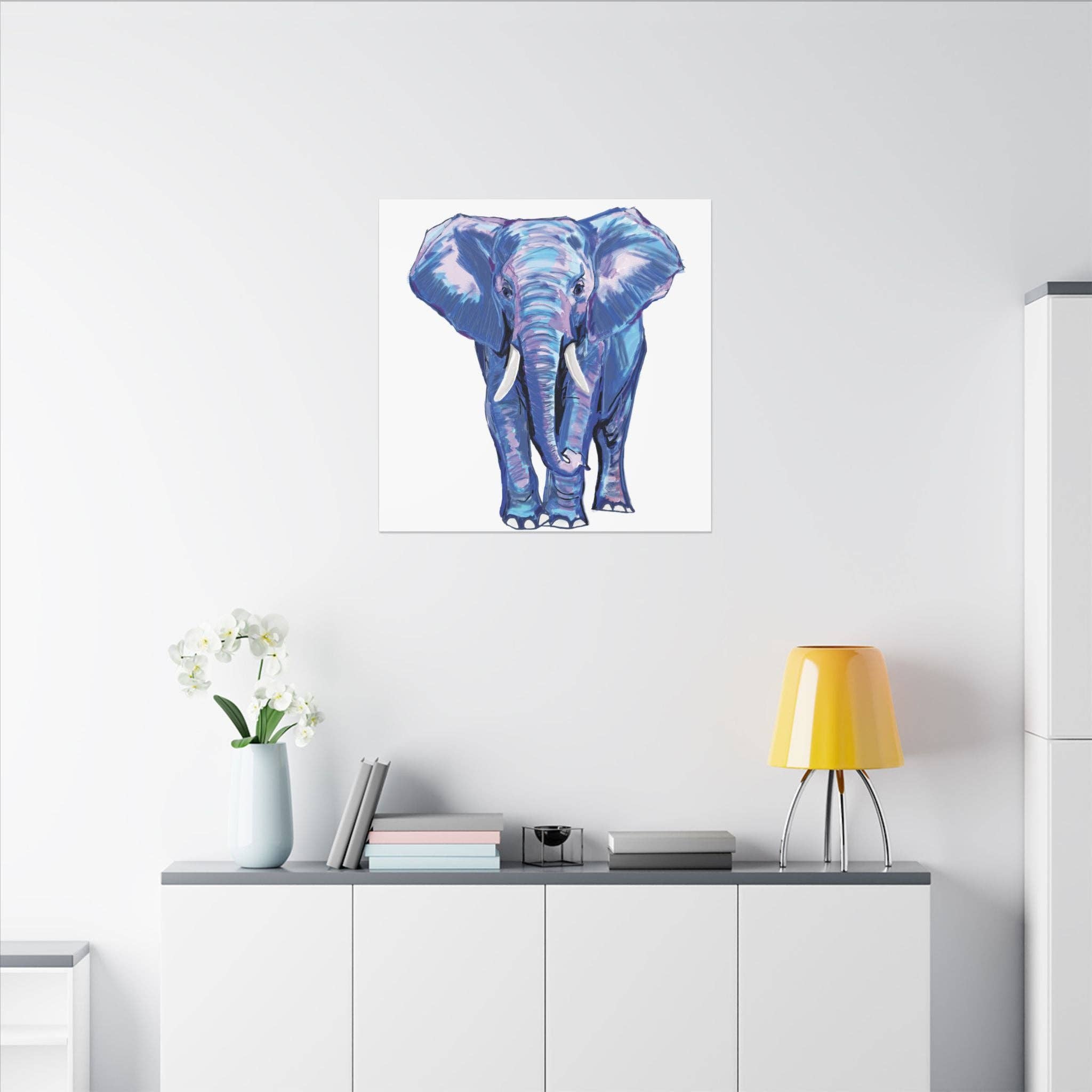 Blue Cava - Wholesale Art Print - Blue and Pink Elephant Canvas Art - Colorful Elephant Wall Décor62