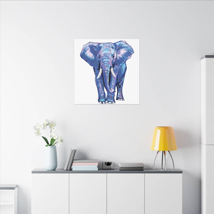 Blue Cava - Wholesale Art Print - Blue and Pink Elephant Canvas Art - Colorful Elephant Wall Décor62