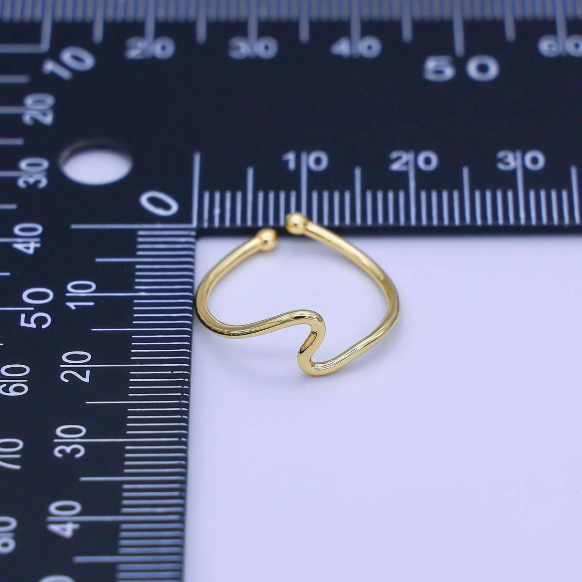 Aim Eternal - Wholesale Band/Stacked Ring - Minimalist Ring Gold Open Ring Wave Curvy Ring, Thin Ring Gold Ring Dainty Stackable Ring Adjustable Ring.R-0842