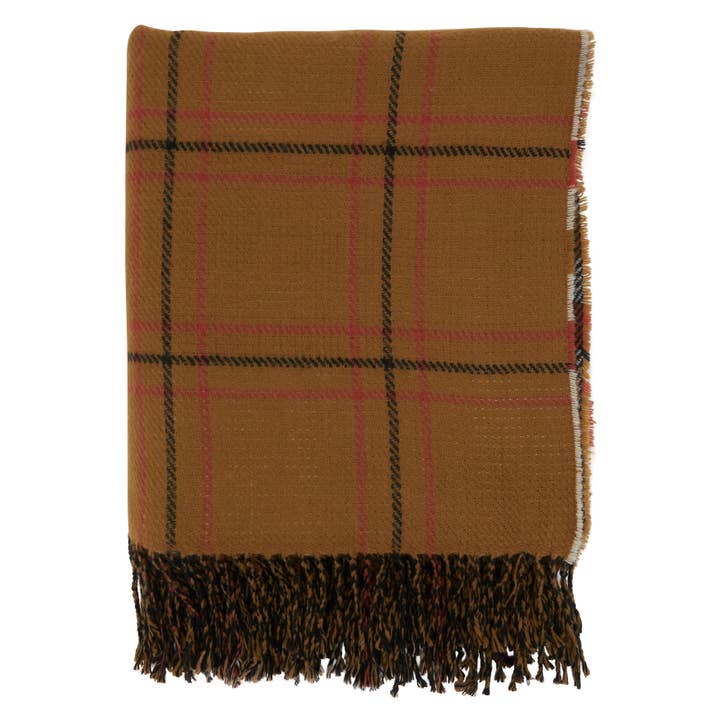 Rust Reversible Plaid Throw for wholesale on Faire