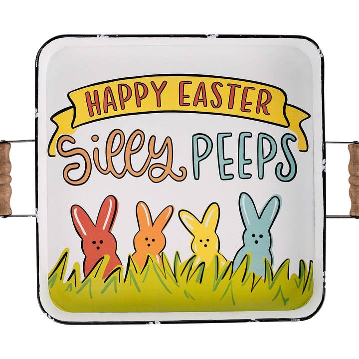 Colorful Silly Peeps Easter Enamel Tray - Easter Decor for wholesale by Glory Haus