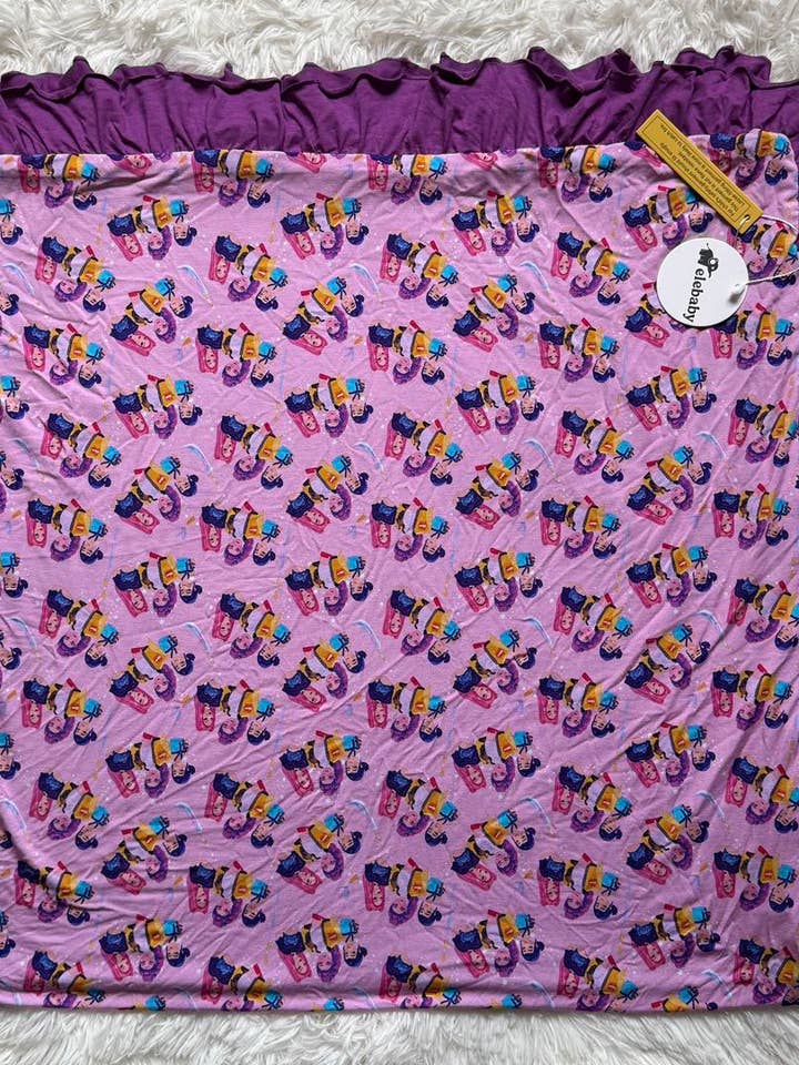 Pop Star Energy Luxe Ruffle Blanket- Kpop Demon Hunters Collection for wholesale by Elebaby