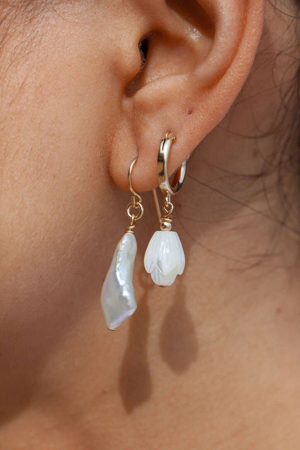 Ke Aloha Jewelry – wholesale Hoop earrings – Sterling Silver Latch Pikake Hoop Earrings - Healani6