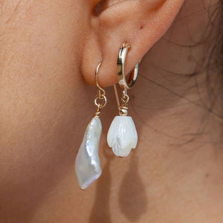 Ke Aloha Jewelry - Vente Créoles - Boucles d'oreilles créoles en argent sterling avec fermoir Pikake - Healani6