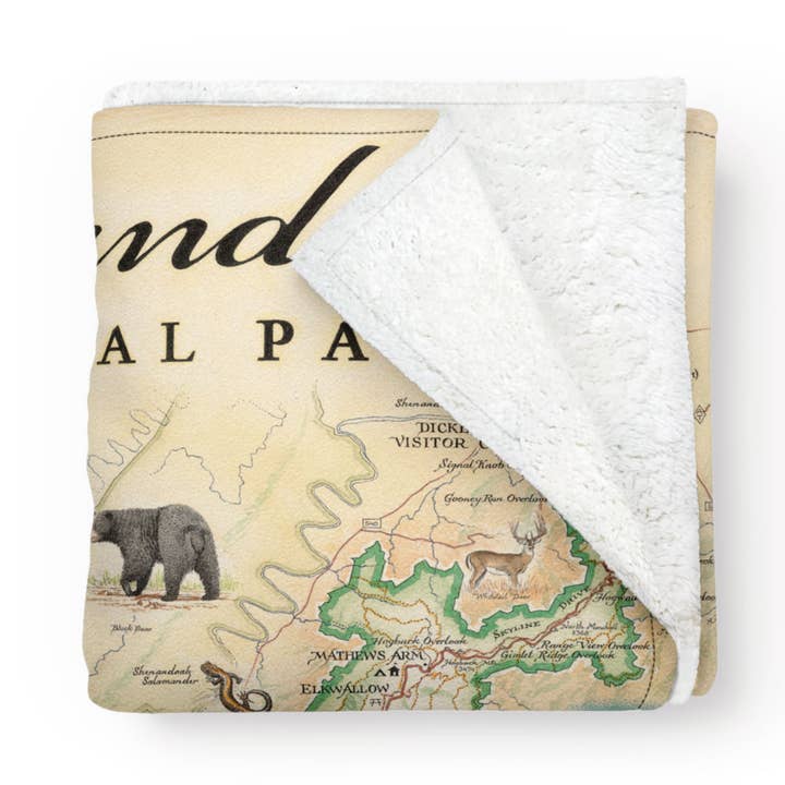 XPLORER MAPS - Wholesale Throw Blanket - Shenandoah National Park Map Fleece Blanket0
