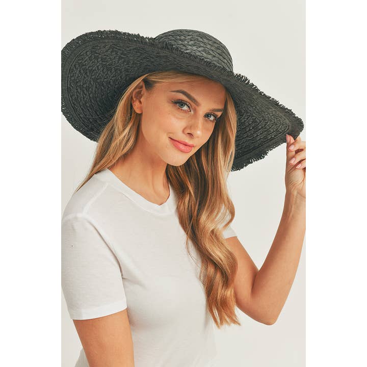 Hana - Wholesale Straw Hat - Women's - Solid Floppy Sun Hat