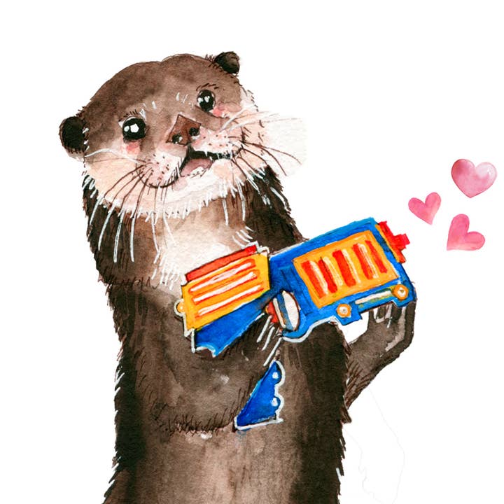 Liyana Studio - Wholesale Valentine's Day card - Pew Pew Love Otter - Funny Valentines Day Card1