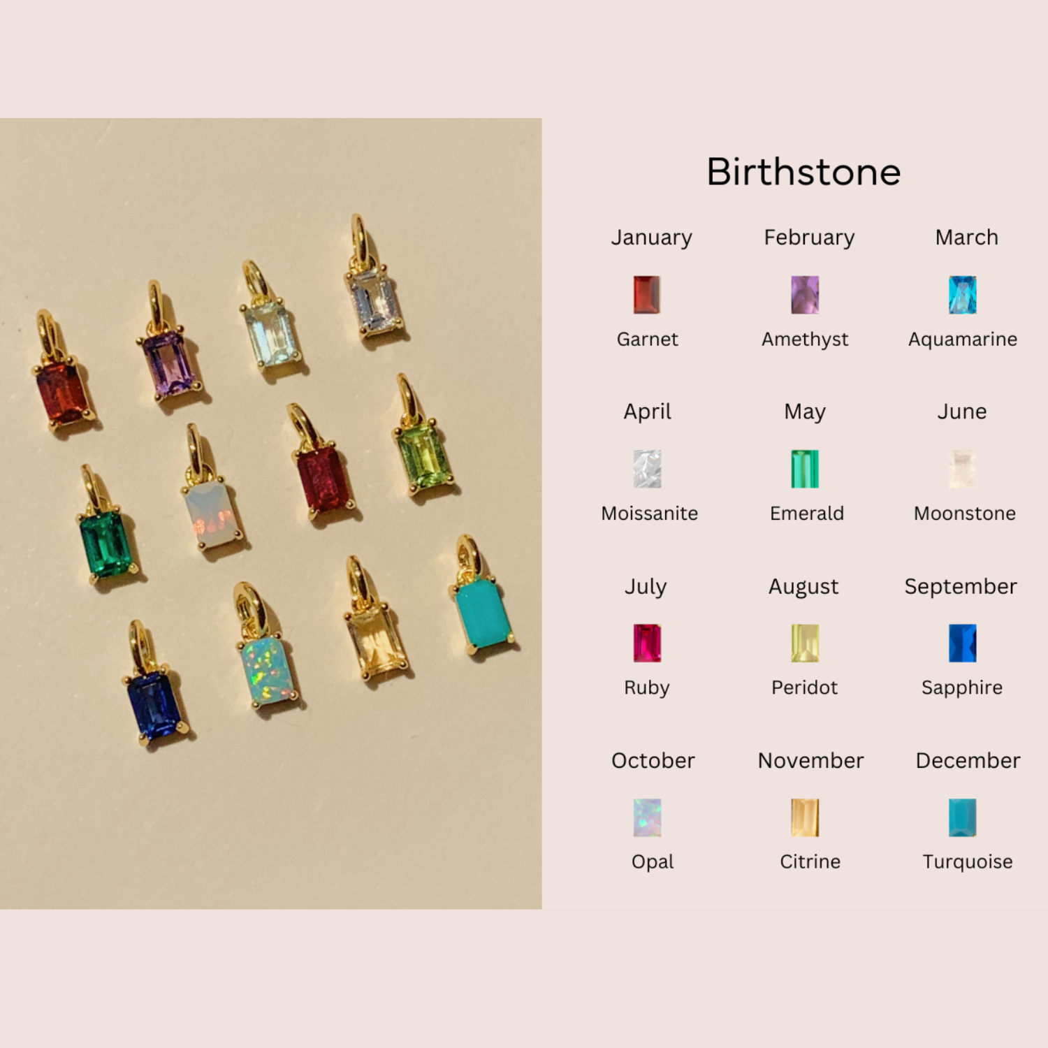 Little Sky Stone - Wholesale Individual Charm/Pendant - Baguette Authentic Birthstone Charm26