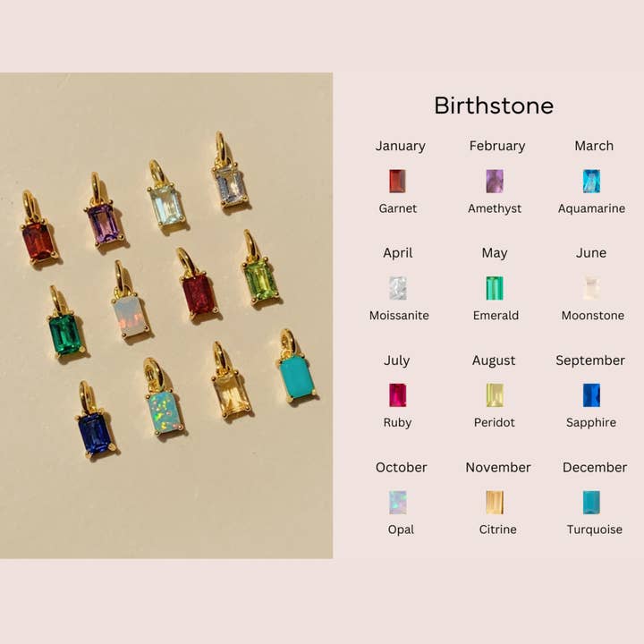 Little Sky Stone - Wholesale Individual Charm/Pendant - Baguette Authentic Birthstone Charm26