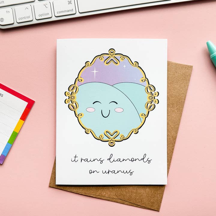 Carte de vœux It Rains Diamonds on Uranus pour la vente par The Harpy Otter Co