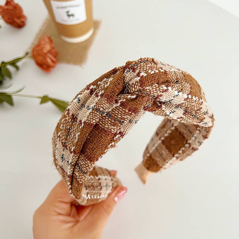 Assorted Knit Plaid Twist Headband  for wholesale on Faire3