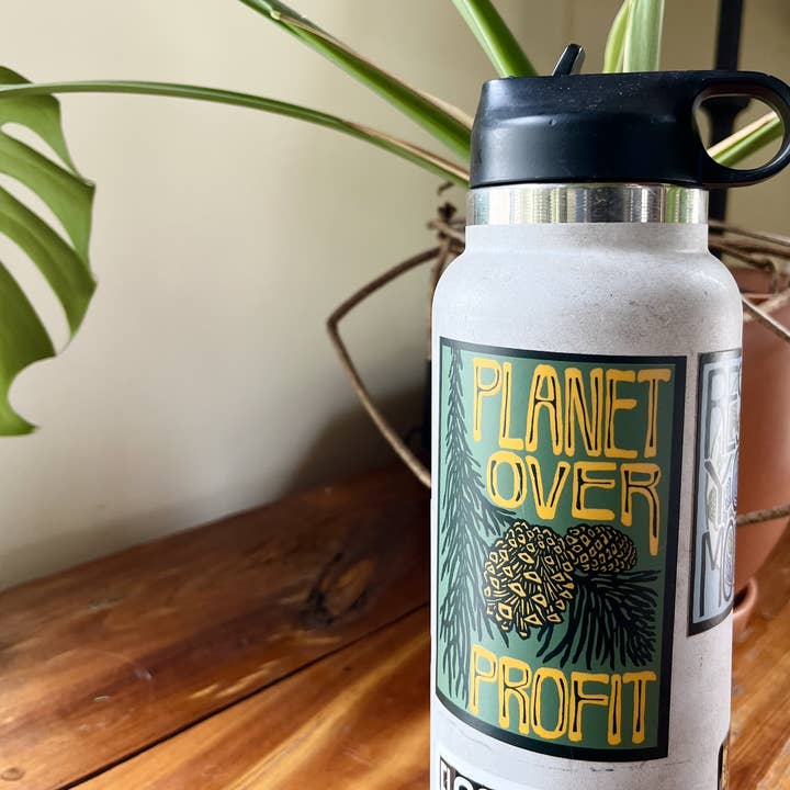 stickiemi - Wholesale Sticker - Planet Over Profit Sticker | matte vinyl environmental