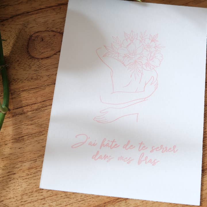 “Can't wait to hug you” card for wholesale by Cléo Lebrun - Atelier d'art