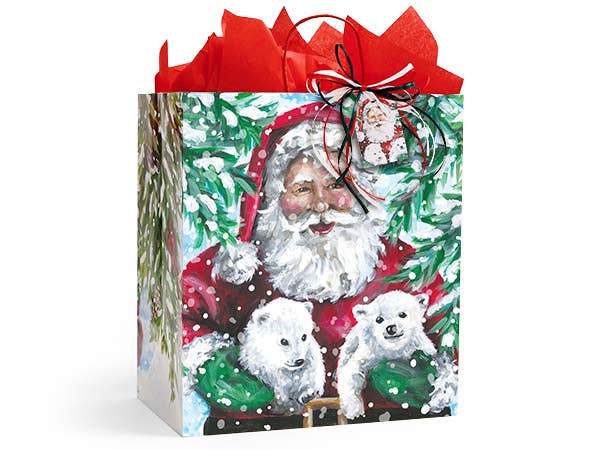 Nashville Wraps - Wholesale Gift Bag - Enchanted Santa Paper Christmas Retail Gift Bags2