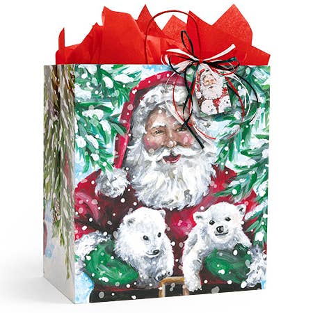 Nashville Wraps - Wholesale Gift Bag - Enchanted Santa Paper Christmas Retail Gift Bags2