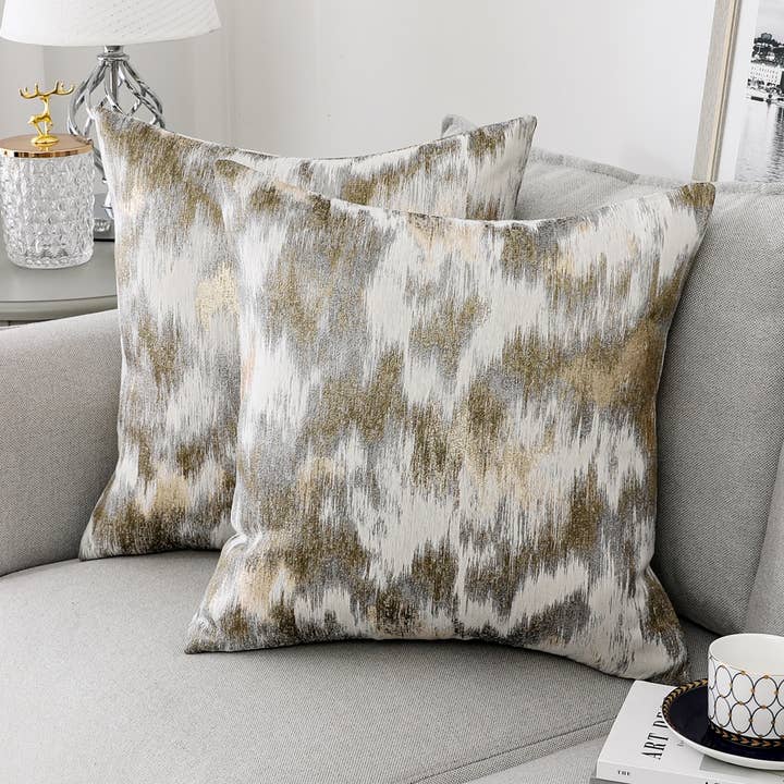 Housse de coussin jacquard or/blanc Majestic Giftware pour la vente par Majestic Giftware Inc