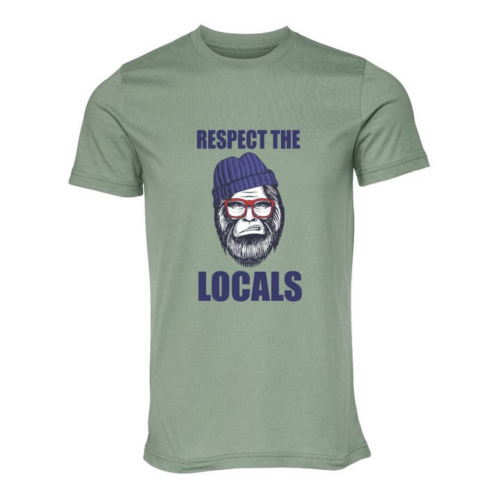 Hipster Sasquatch: Respect the Locals - Premium Jersey T for wholesale by Wears The Mountain