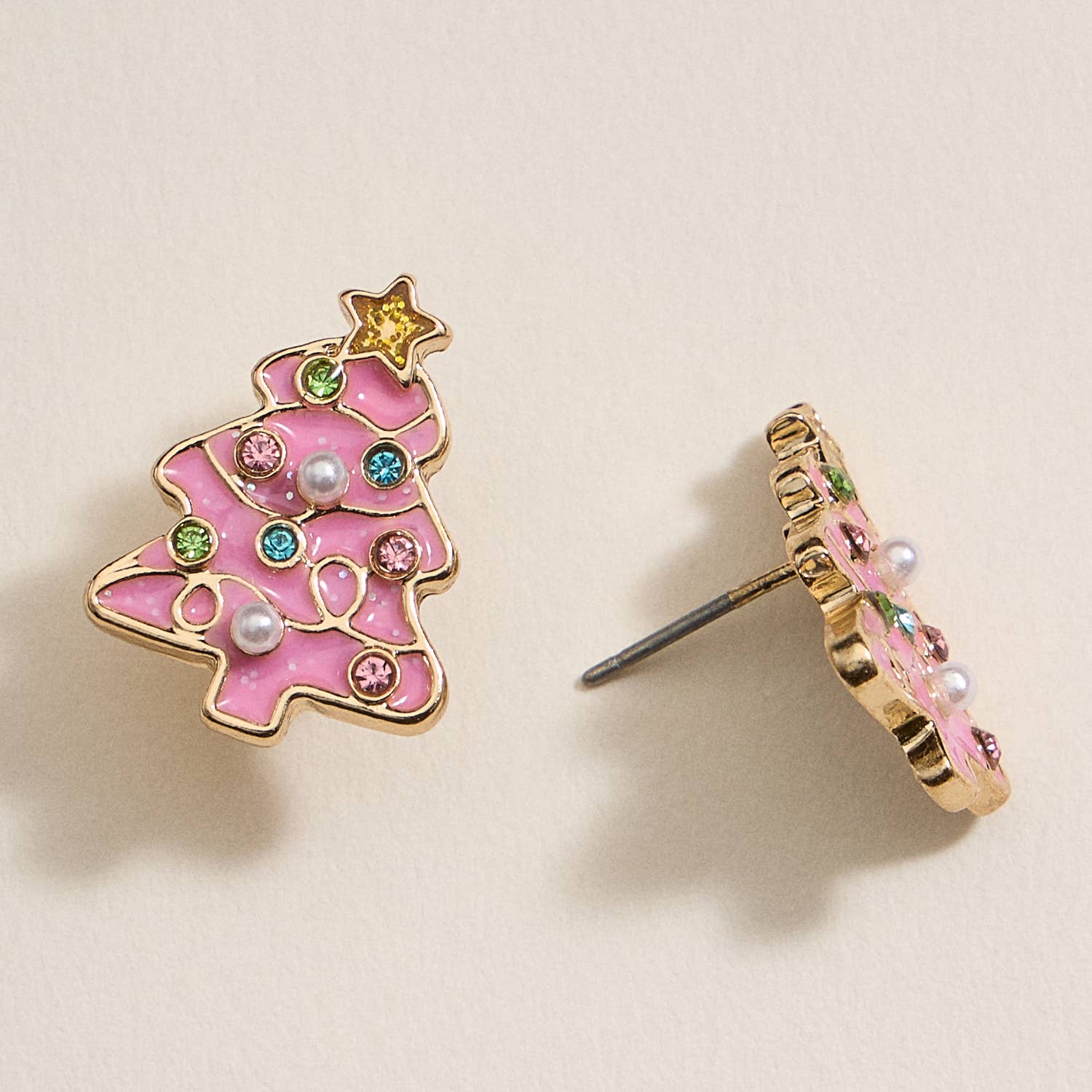 Frem - Vente Clous d'oreille - Boucles d'oreilles à tige en émail en forme de sapin de Noël12