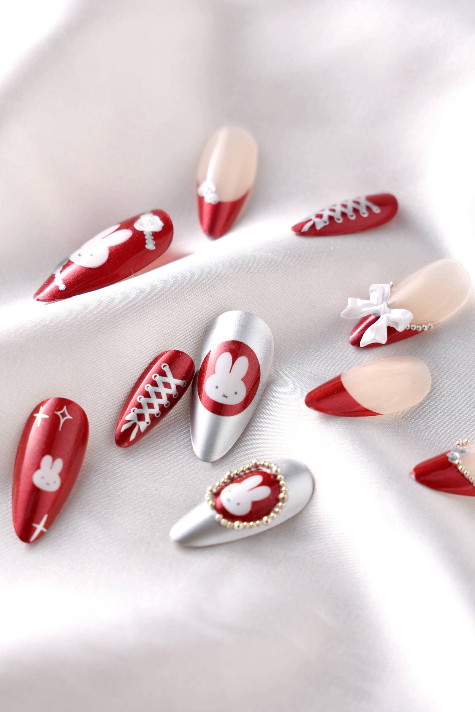 Never Have I Ever - Wholesale Press-On/Fake Nails - BURGUNDY MIFFY - ALMOND PRESS-ON NAILS4