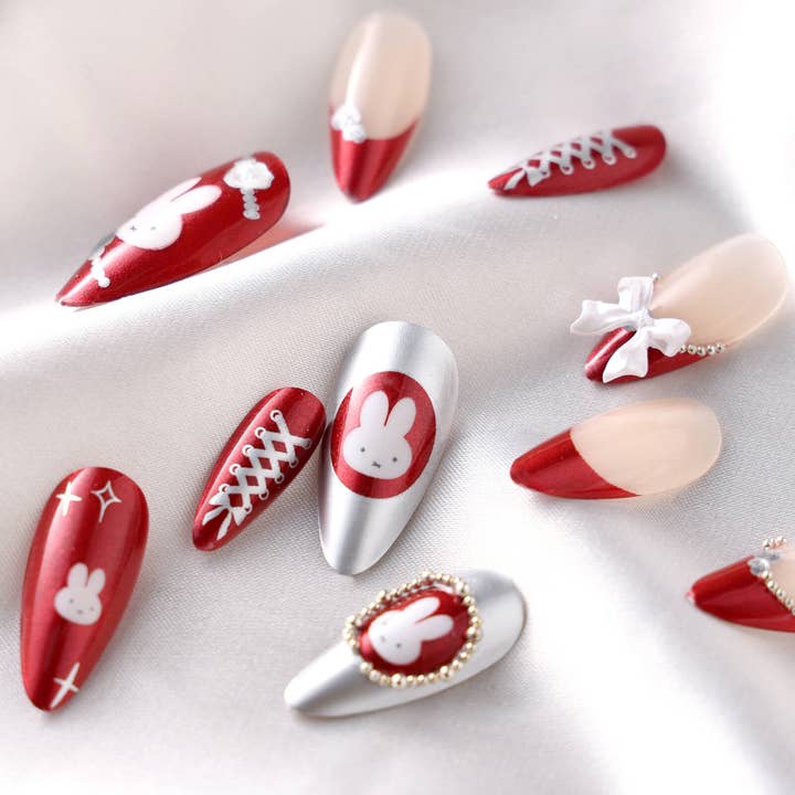 Never Have I Ever - Wholesale Press-On/Fake Nails - BURGUNDY MIFFY - ALMOND PRESS-ON NAILS4