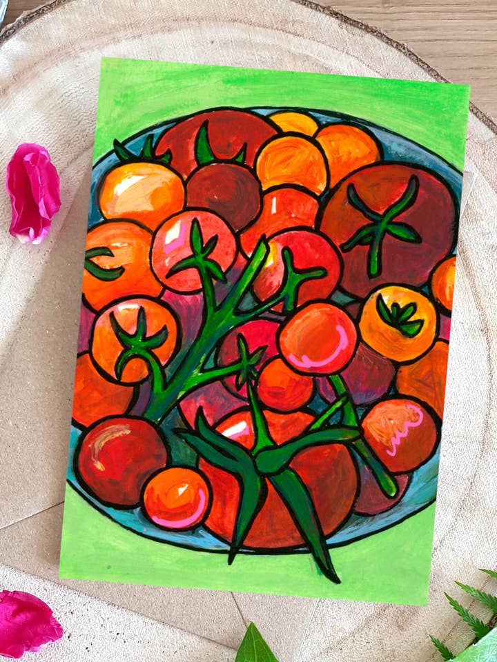 Tomato - A6 Greetings Card for wholesale by Plant Based Paintings