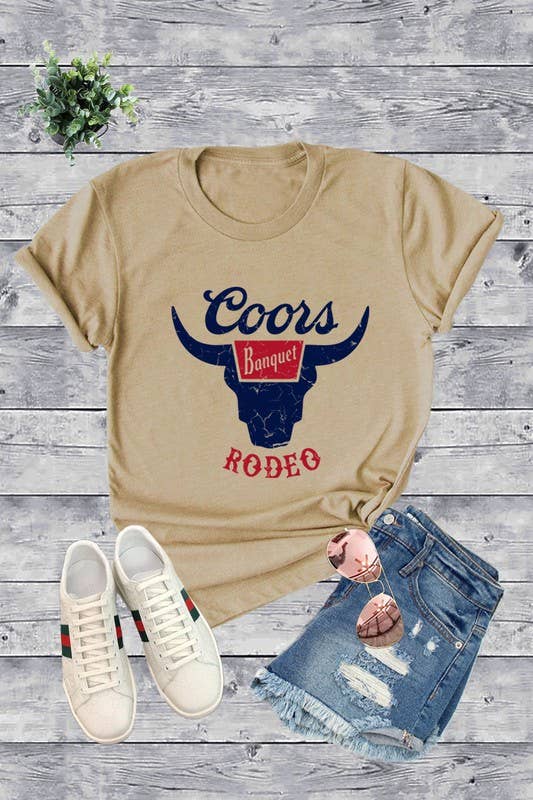 Top Avenue - Vente T-shirt sérigraphié – femme - T-shirt unisexe à col rond COORS RODEO, Beer, Summer7