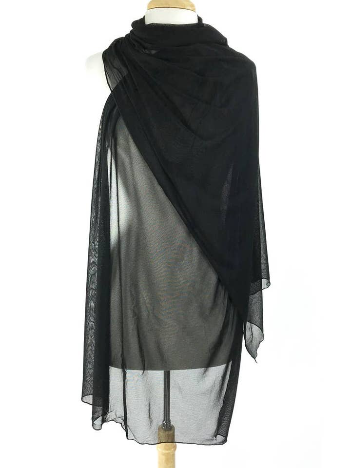 Elana Kattan - MAXIMA Long & Wide Sheer Shawl Stole Wrap Black for wholesale by Turtle Cay Island Wear