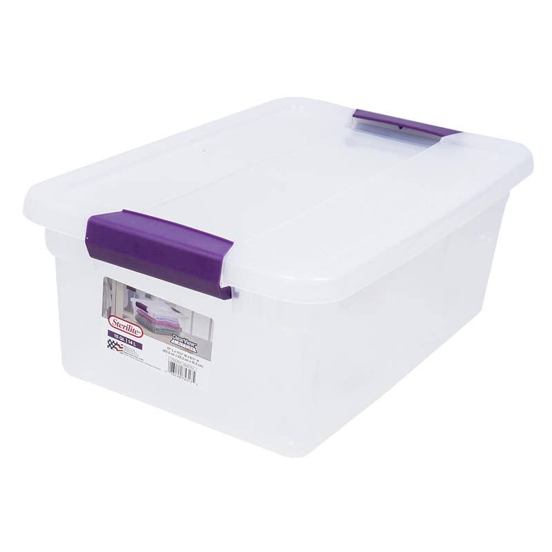 Deluxe Import Trading - Wholesale Storage Bin - Sterilite Clear View Latch Box - Sweet Plum  15qt0