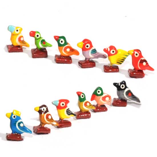 Mini Birds, hand painted Set of 12 for wholesale by R. Expo/Song of India
