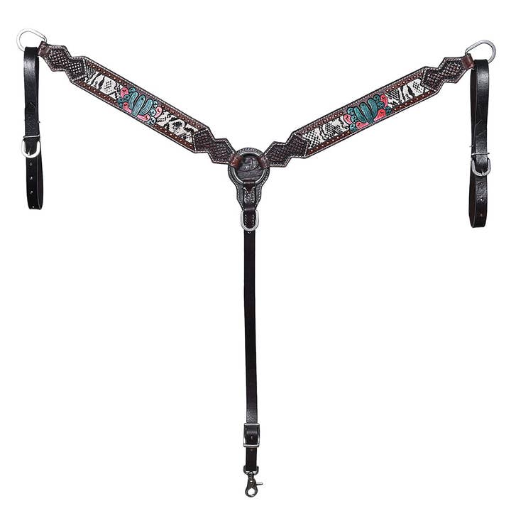 Bar H Equine American Leather Horse Saddle Tack One Ear Headstall | Breast Collar Browband Wither Strap Set for Horses BER170 for wholesale by HILASON