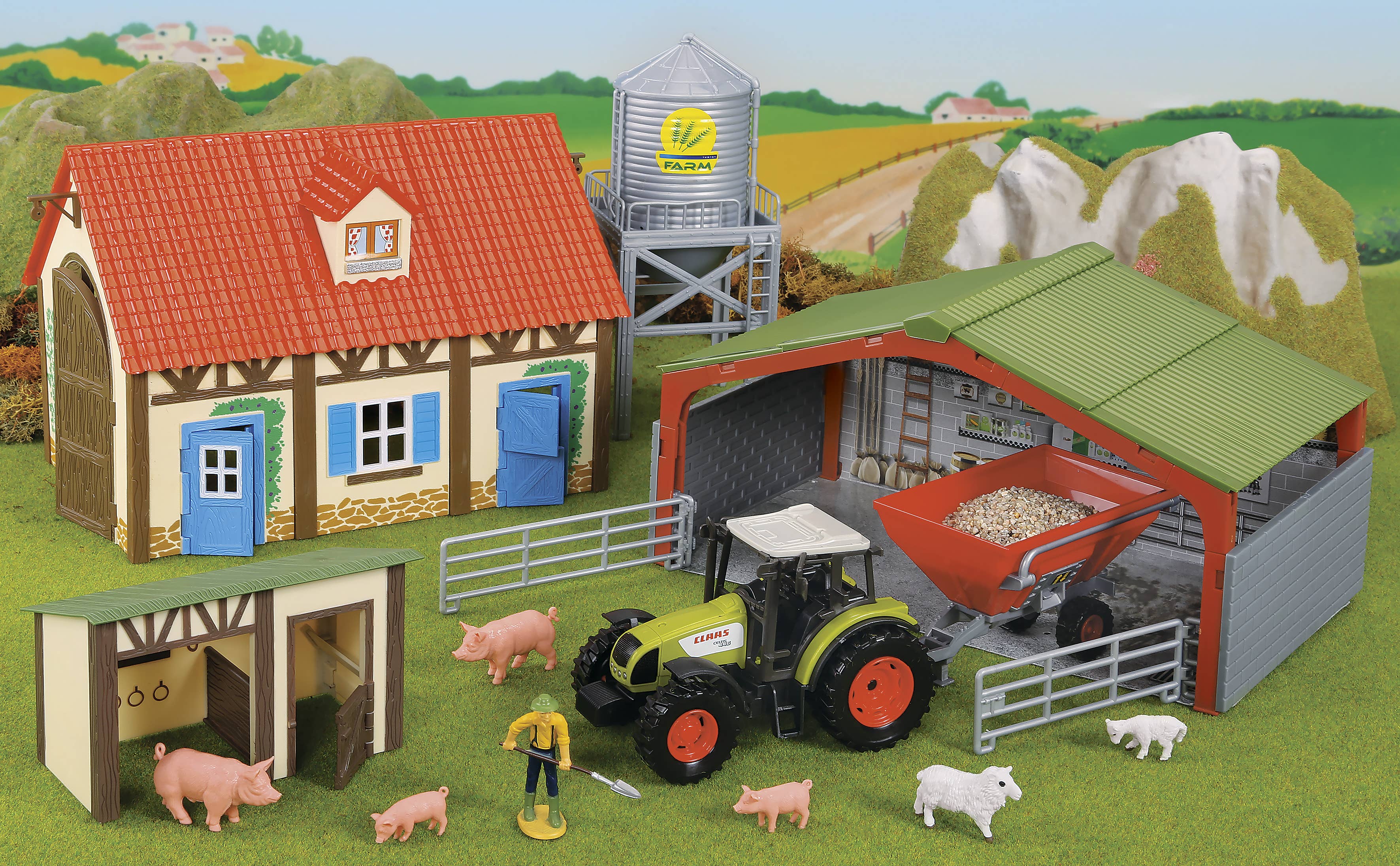 Starlux - Wholesale Toy Car/Truck - Kids - Complete Farm Set + Tractor + Silo + Animals - 8022441