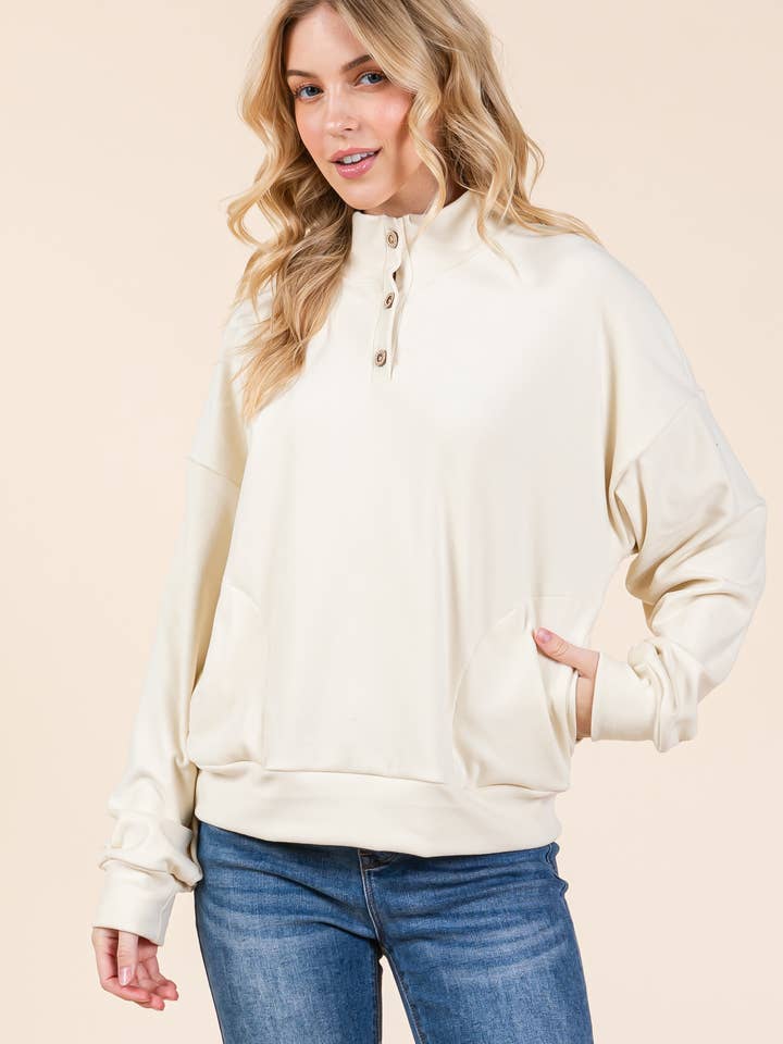 BOMBOM - Wholesale Sweatshirt - Women's - TL2016 QUARTER BUTTON PULLOVER6