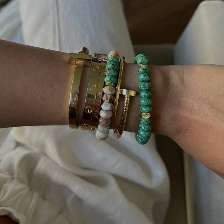 Coka Lace Agate & Turquoise Gold Filled Bracelet for wholesale by House of Olia
