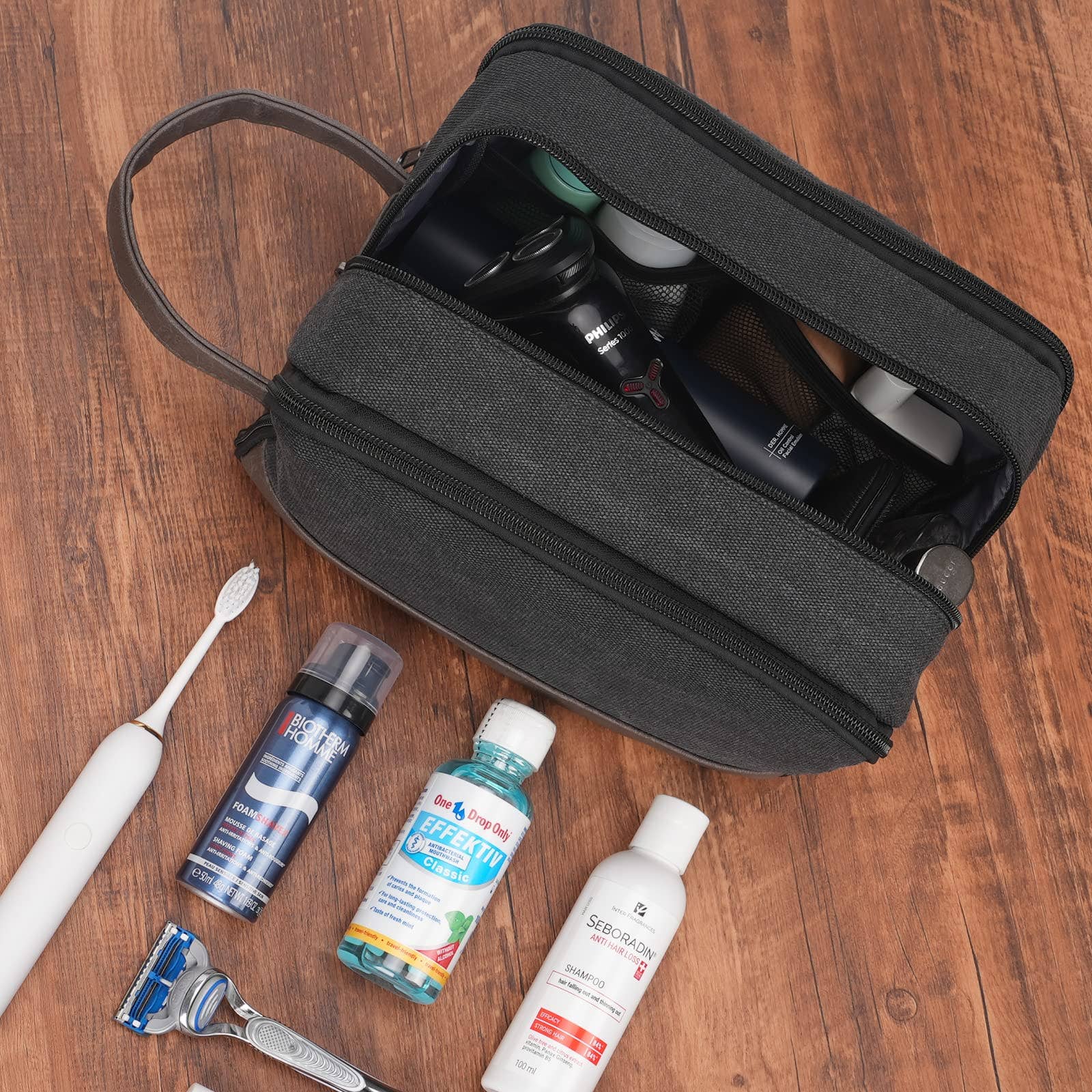 wandf - Wholesale Toiletry Bag - Men's - Canvas Travel Toiletry Shaving Bag Hanging Dopp Kit Unisex6